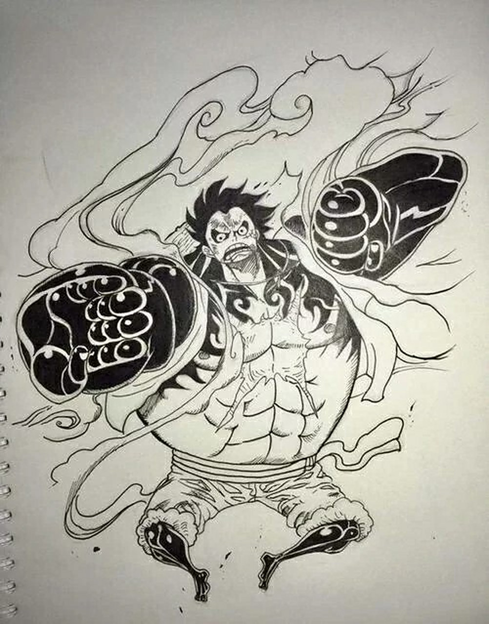 海贼王路飞四挡弹跳人绘画 这幅绘画比上一张蛇人画得更好了,求赞