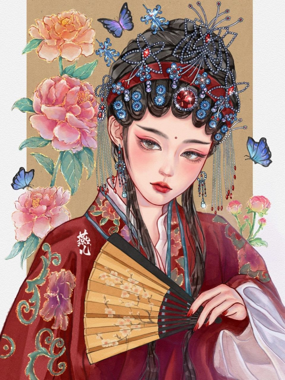 绘画‖戏曲人物头像上色稿 画了近20个小时的头像,我真的尽力了.