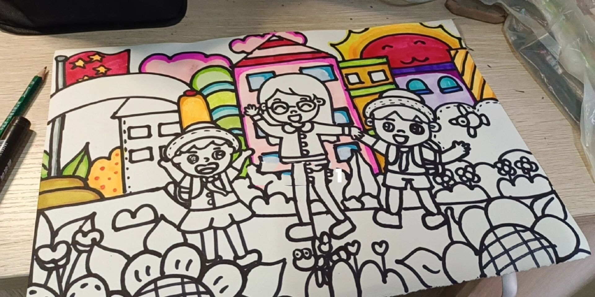 主题儿童画-我心目中的小学