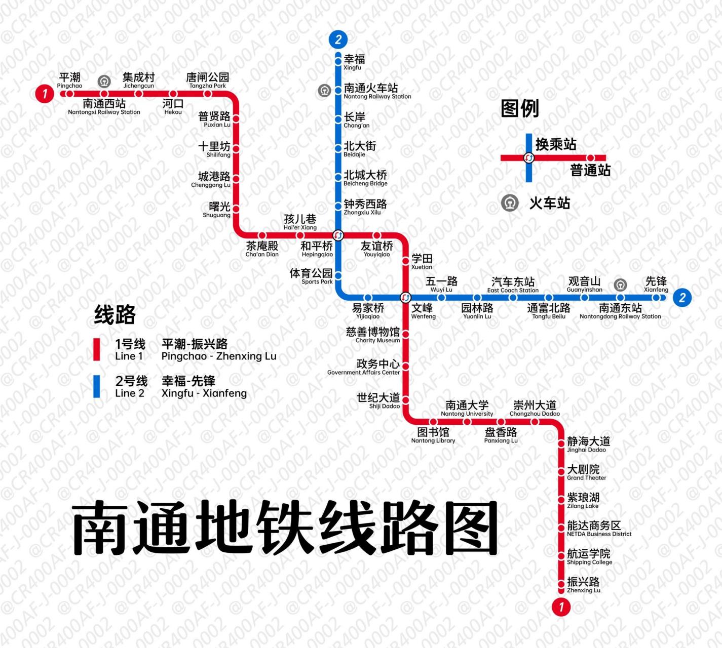 南通地铁线路图发布 南通地铁于2014年获批,建设1号线一期,2号线一期