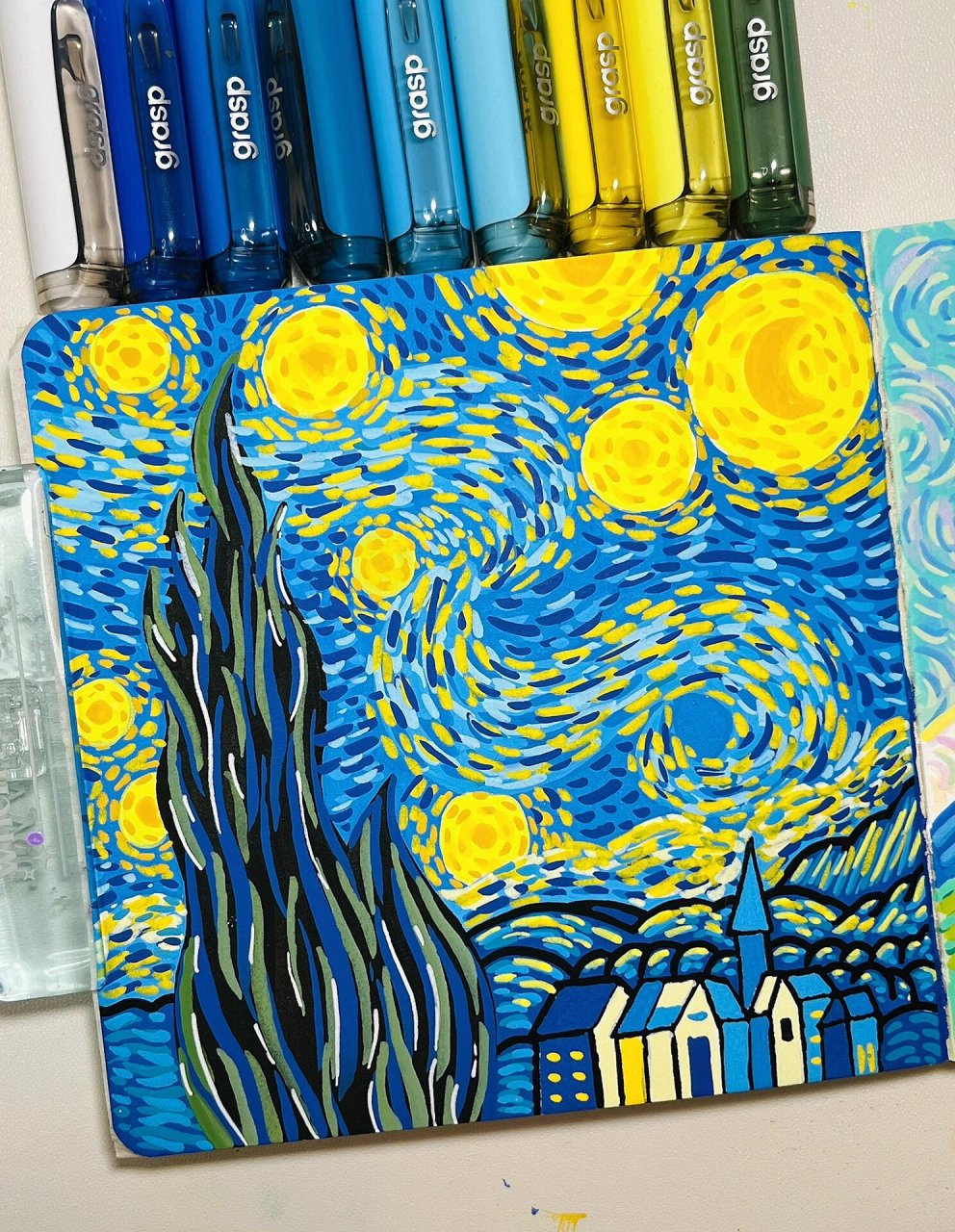 至爱梵高星空|丙烯马克笔 星空真的是永恒的美丽～ 7315  94