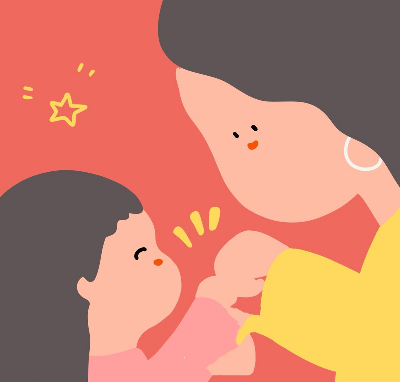 更新一款温暖萌柔风的插画头像妈妈和宝贝 妈妈和宝宝在一起 碰碰小