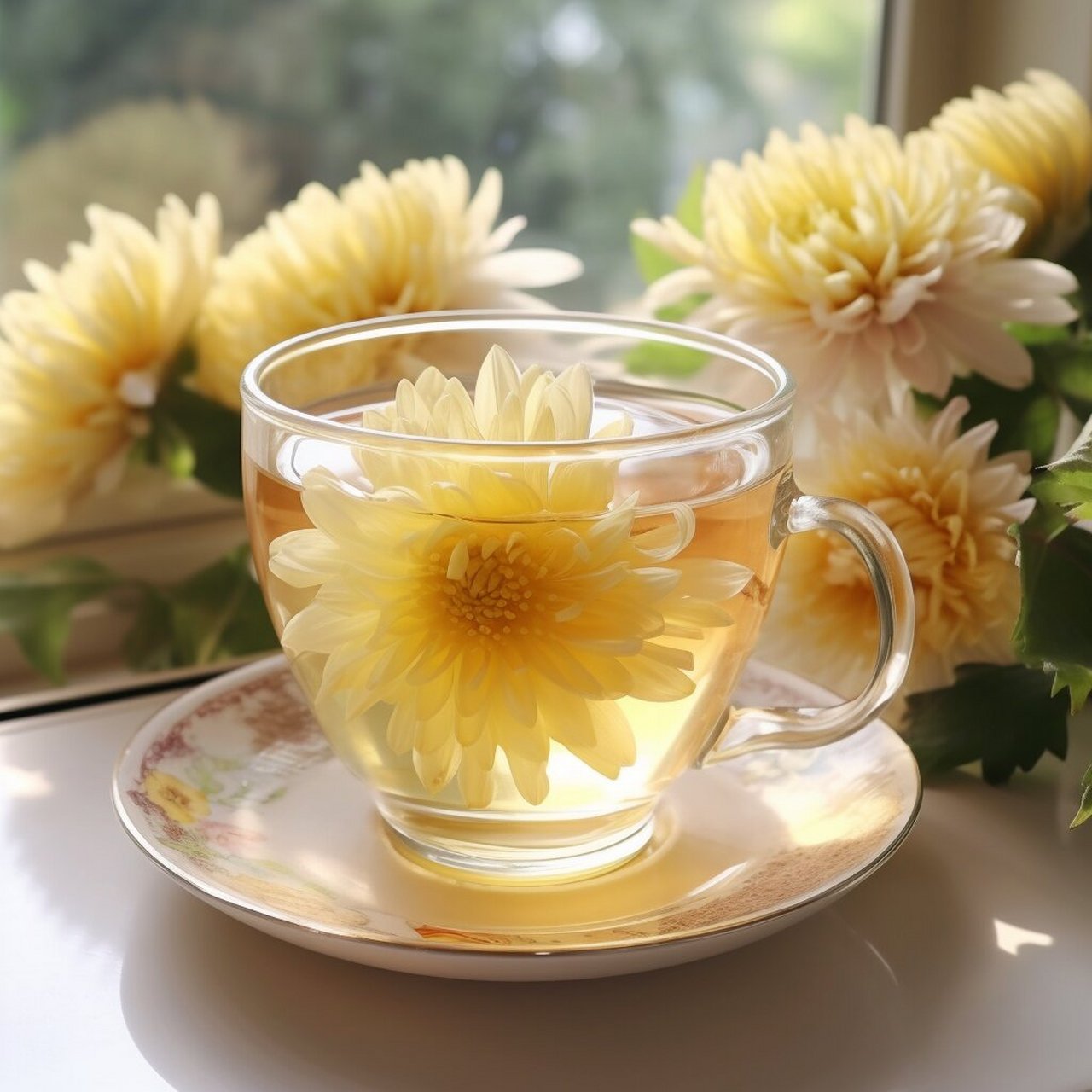 秋日午后,泡上一杯芬芳的菊花茶 秋天已然降临,午后的阳光透过窗户洒