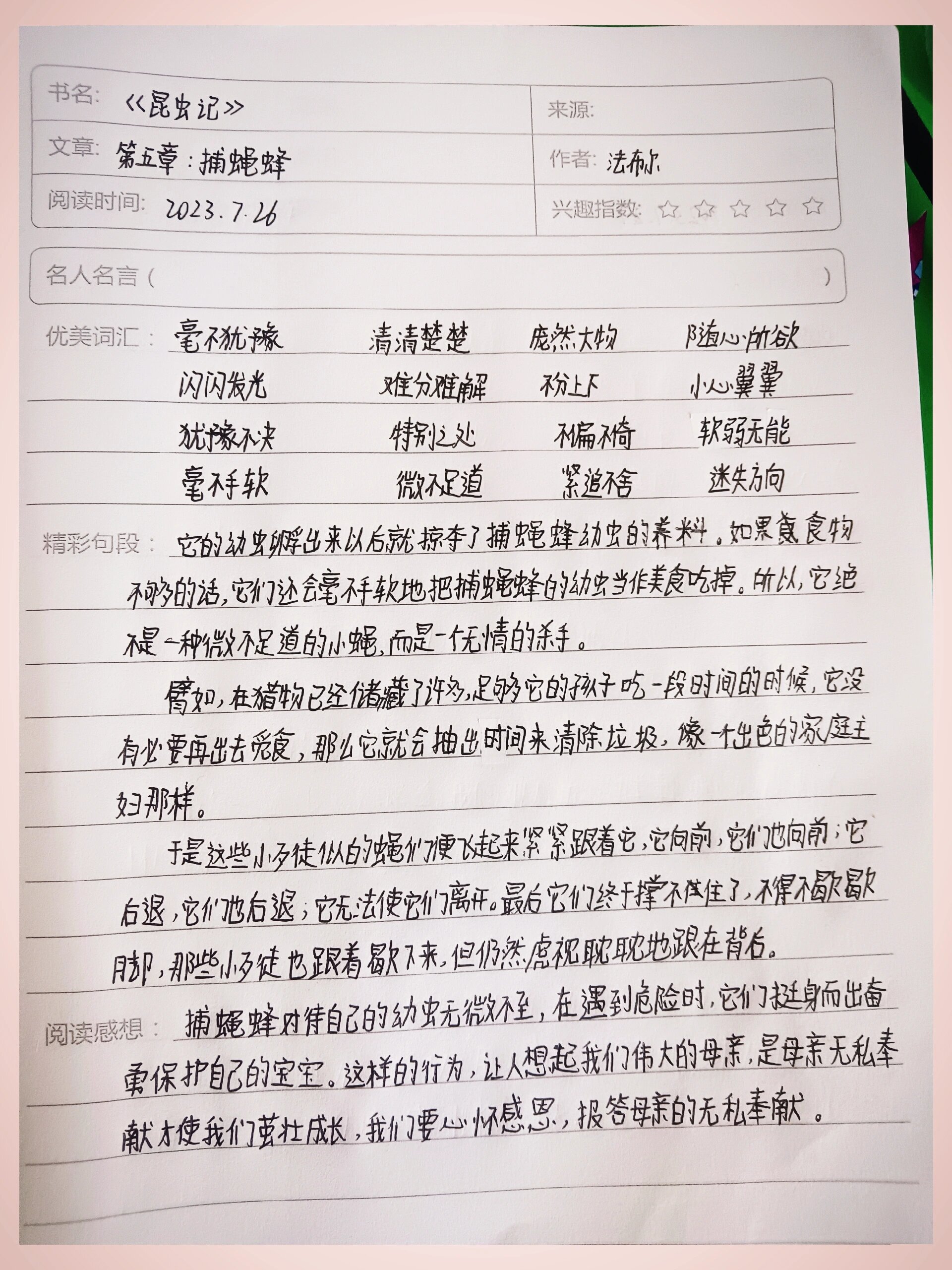 《昆虫记》第五章:捕蝇蜂