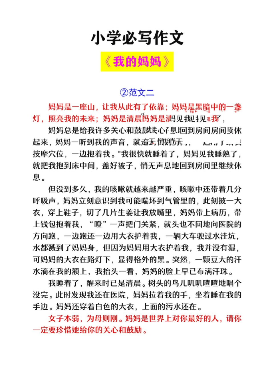 《我的妈妈》优秀作文 《我的妈妈》优秀作文500字,小学必写作文!