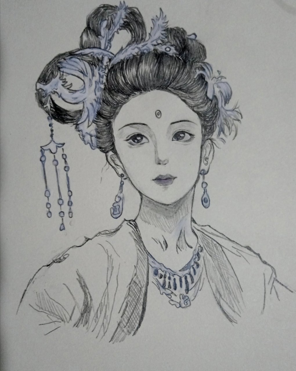 嫦娥仙子含过程图 中秋节过了大家开心嘛,这个画由于我没有带上色工具