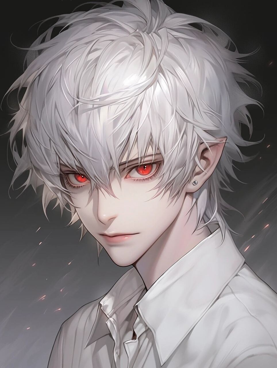 银发红眼恶魔男头像