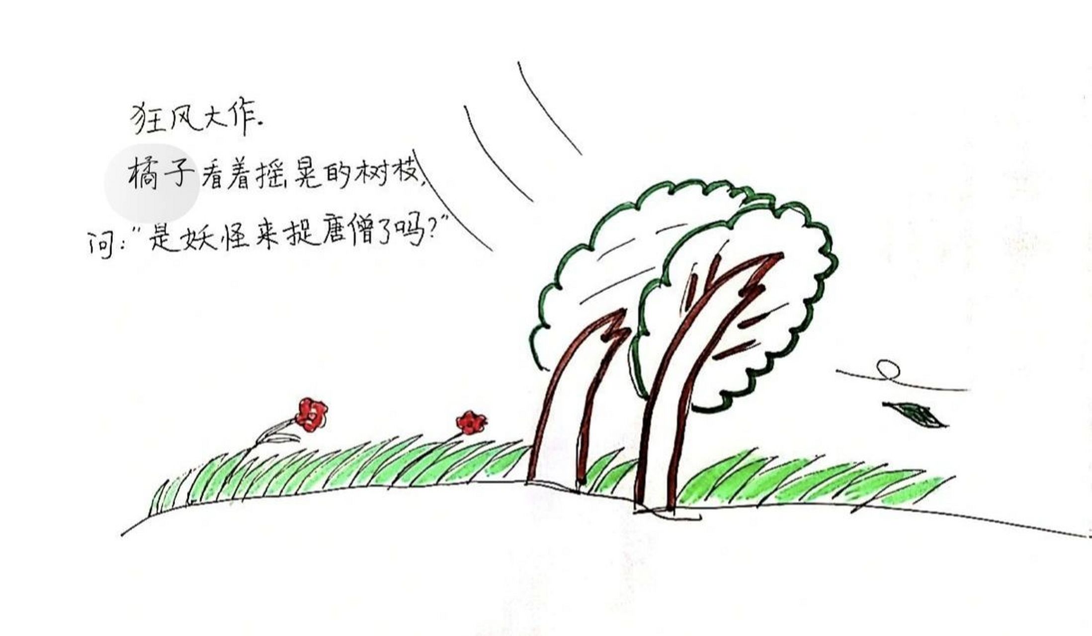 刮风天的简笔画图片