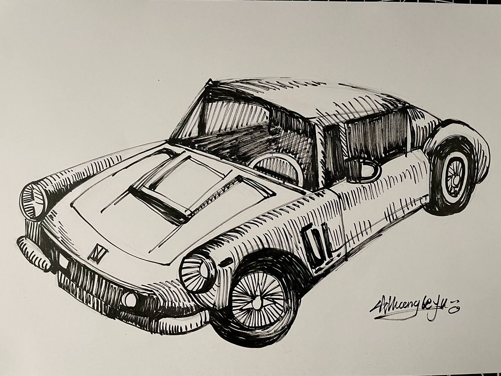 汽车|速写|黑白装饰画 #速写# #速写打卡# #线性速写##黑白装饰画