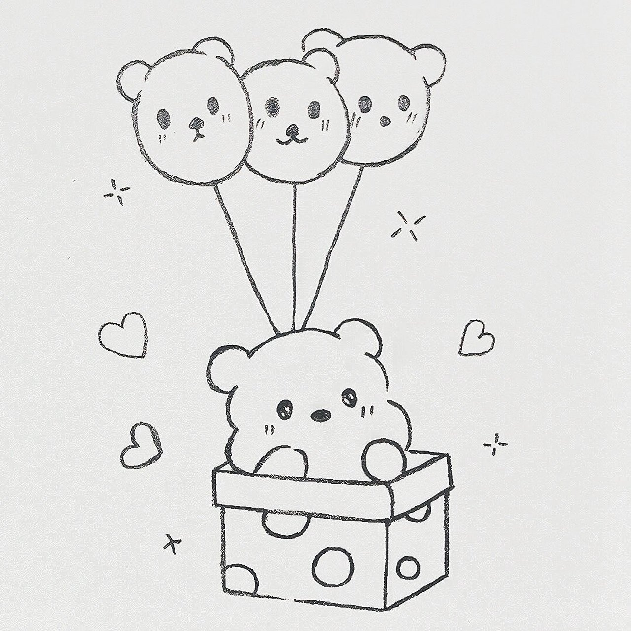 零基础简笔画教程|盒子小熊气球 藏在心底的话并不是故意要去隐瞒