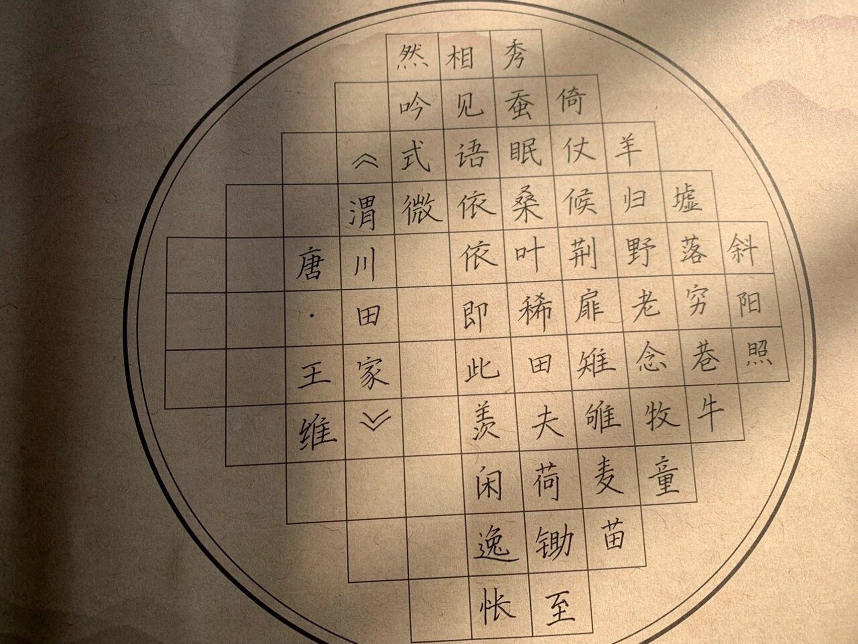 硬笔书法作品 王维,渭川田家 圆珠笔比钢笔容易书写, 可以把硬笔写得