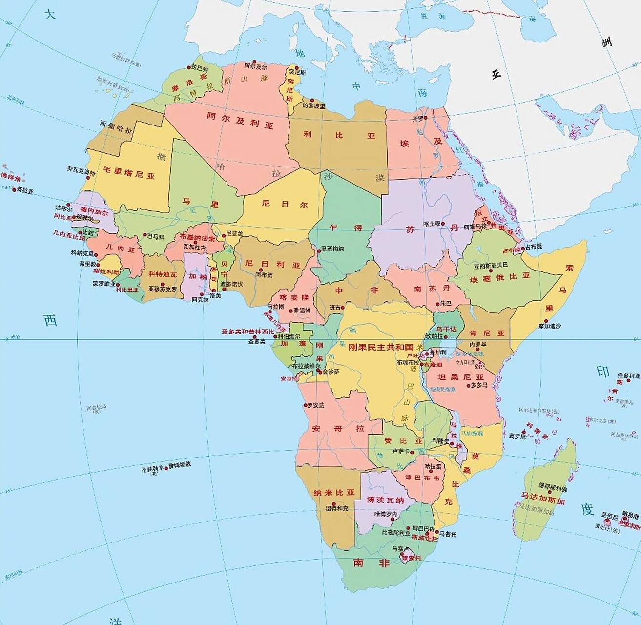 地理知识-非洲 1.位置:东临印度洋,西临大西洋,北临地中海,南临好望角