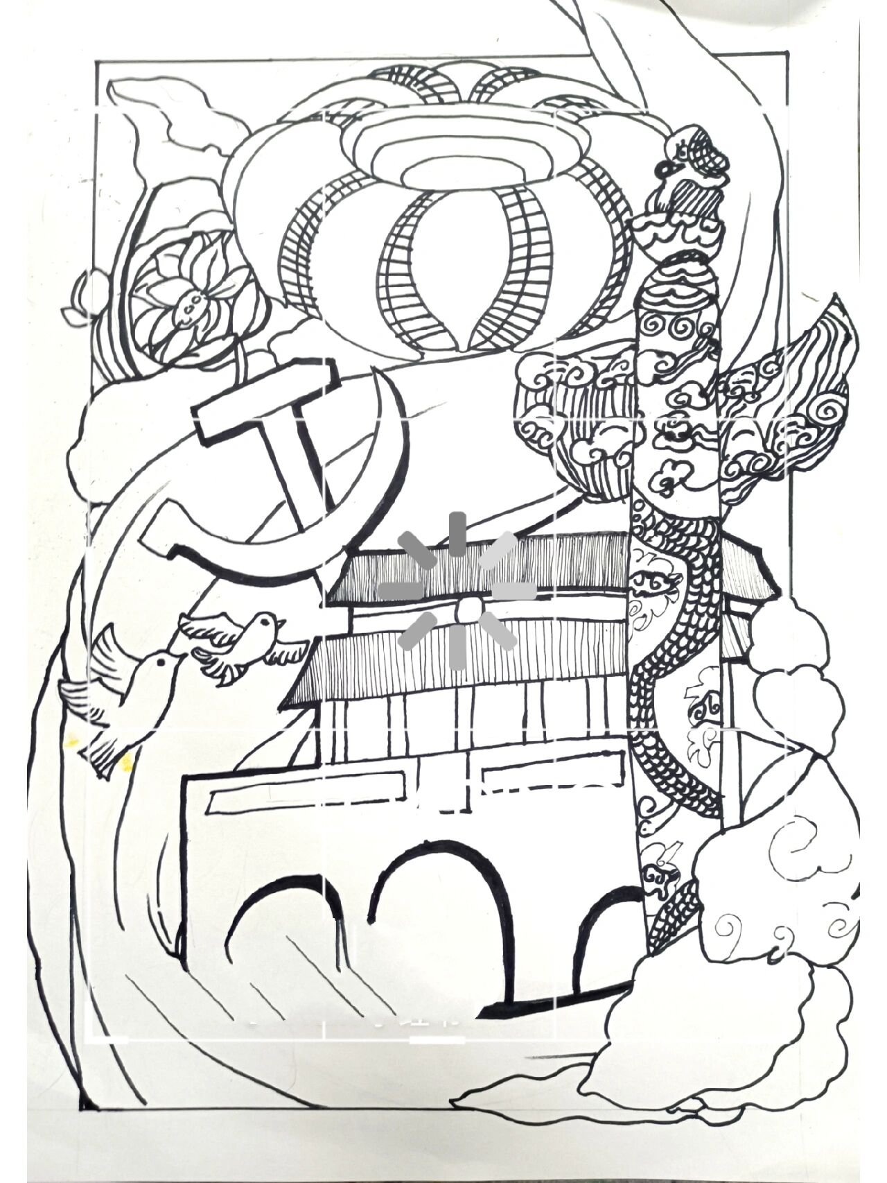 主题插画‖童心向党喜迎亚运 87借鉴请修改,已提交比赛