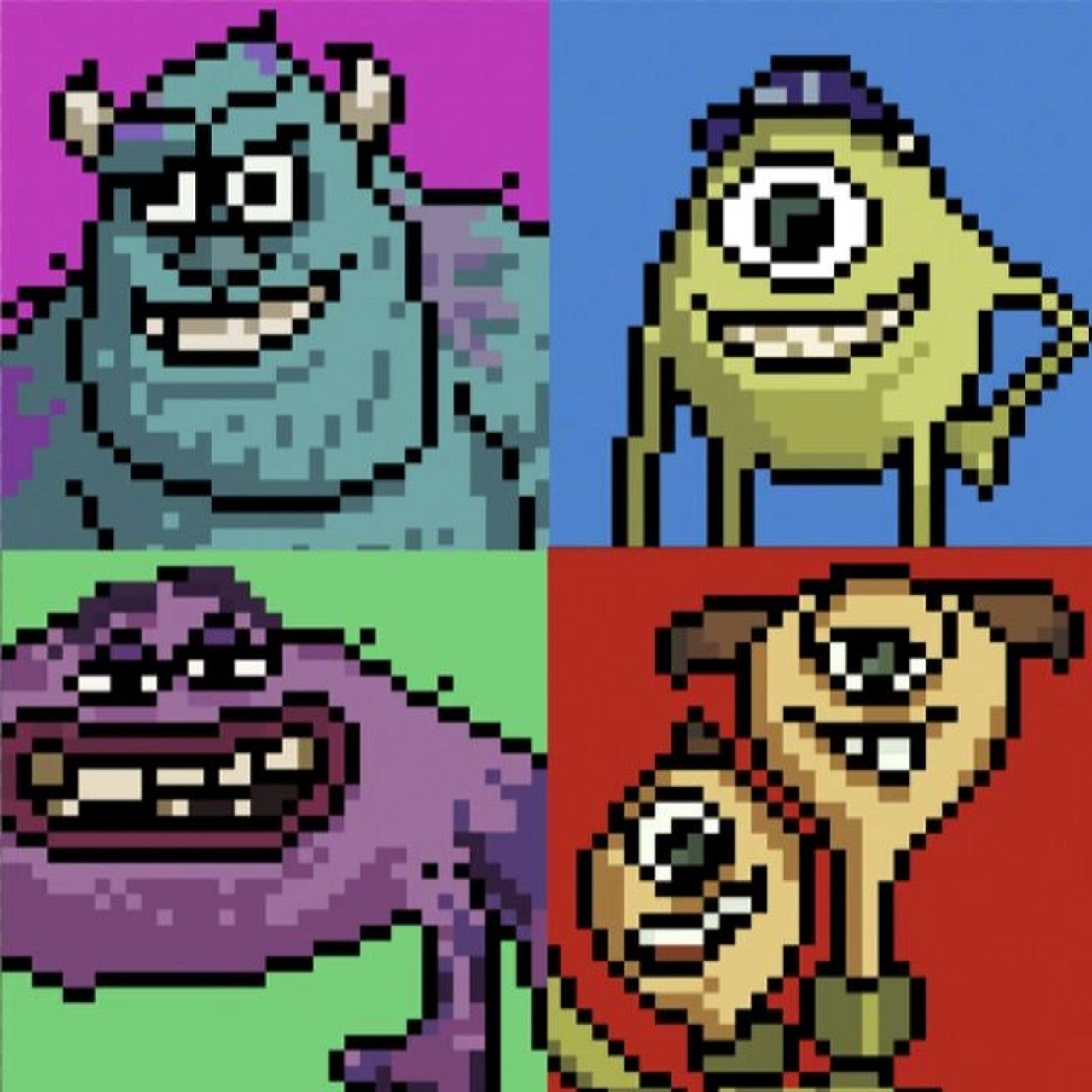 原图自截哦#迪士尼# #怪兽大学# #山海经##像素画# #头像分享##情侣