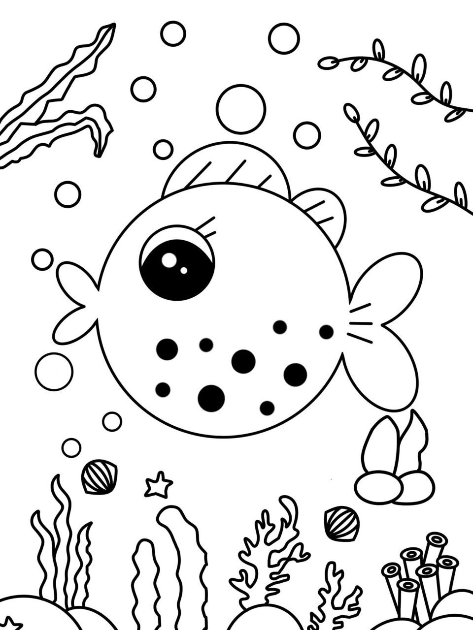 可爱的小鱼 海底世界 创意画 儿童画 简笔画 