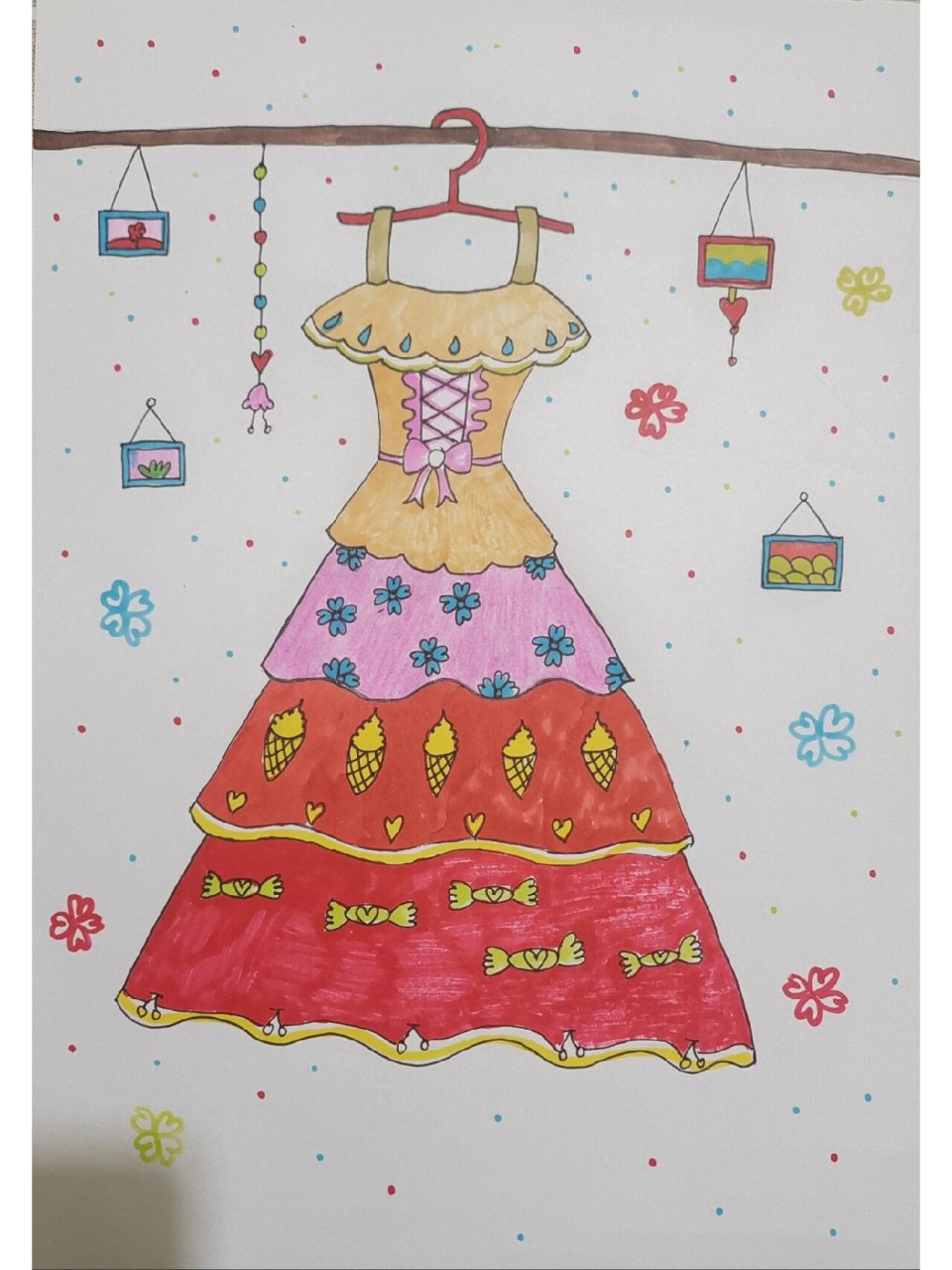 简笔画 公主裙,儿童创意画 简单的公主群来啦,画起来喽.
