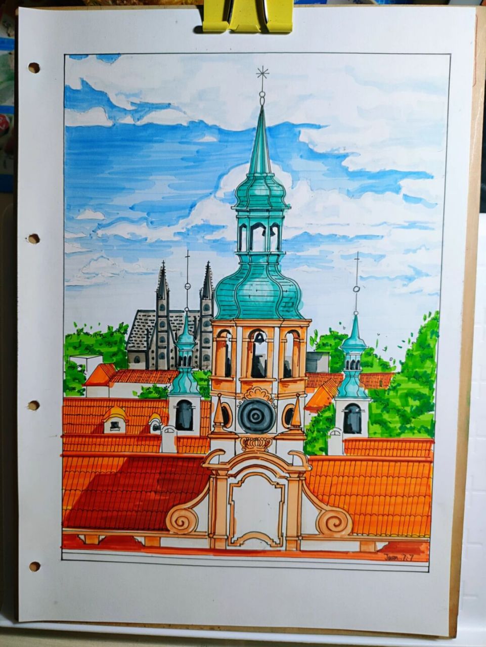 马克笔风景画(布拉格) #马克笔风景画# #风景画# #马克笔教程# #马克