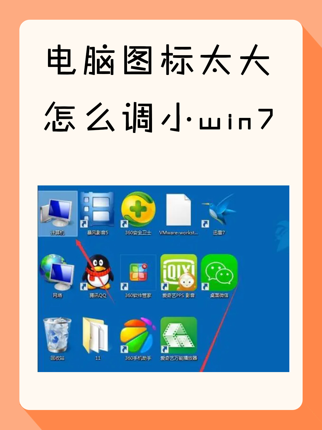 7 系统中,调整电脑图标的大小可以通过鼠标右键菜单调整,通过系统设置