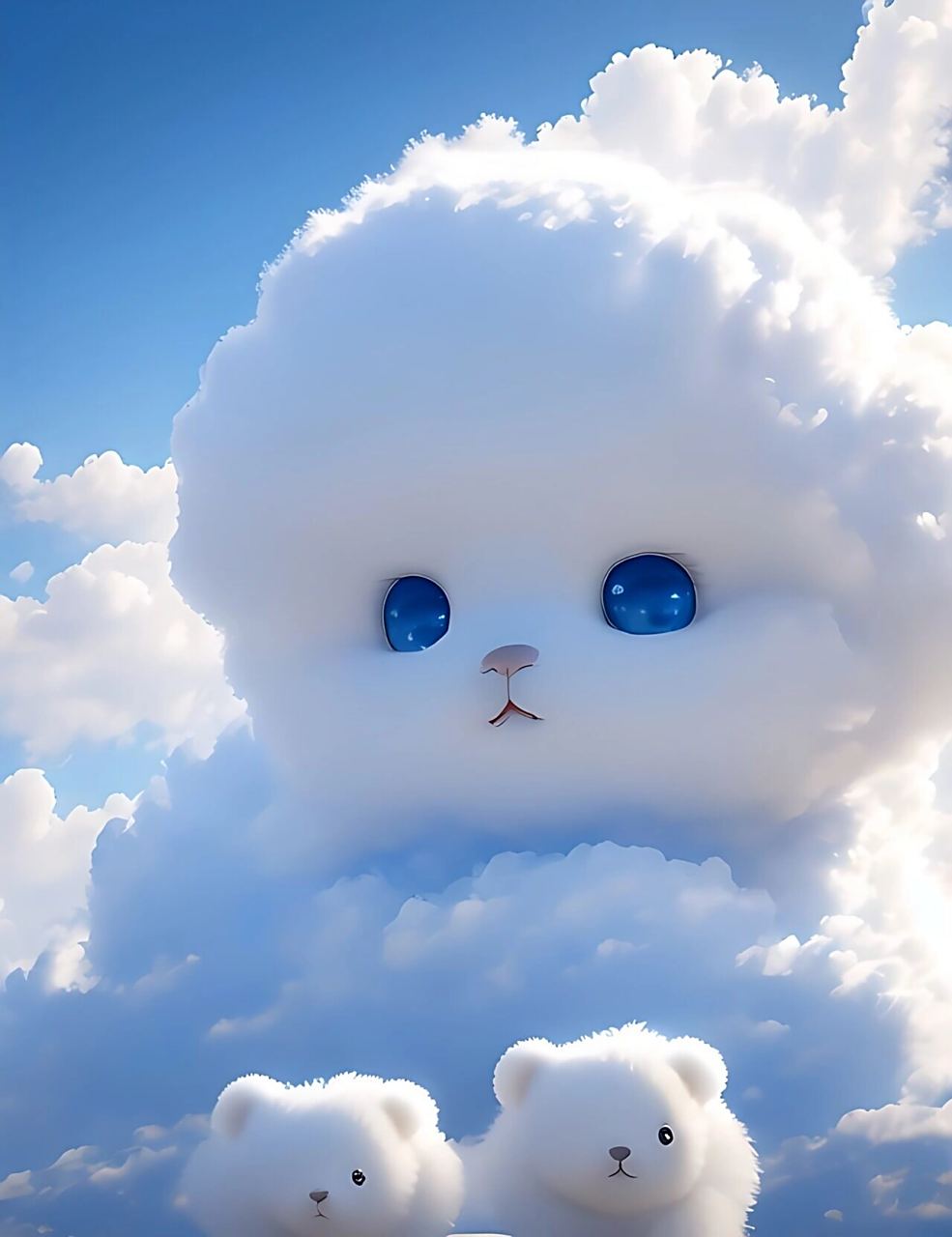 可爱的云朵壁纸头像 第⑥弹 天空,白云,小熊,最治愈心情