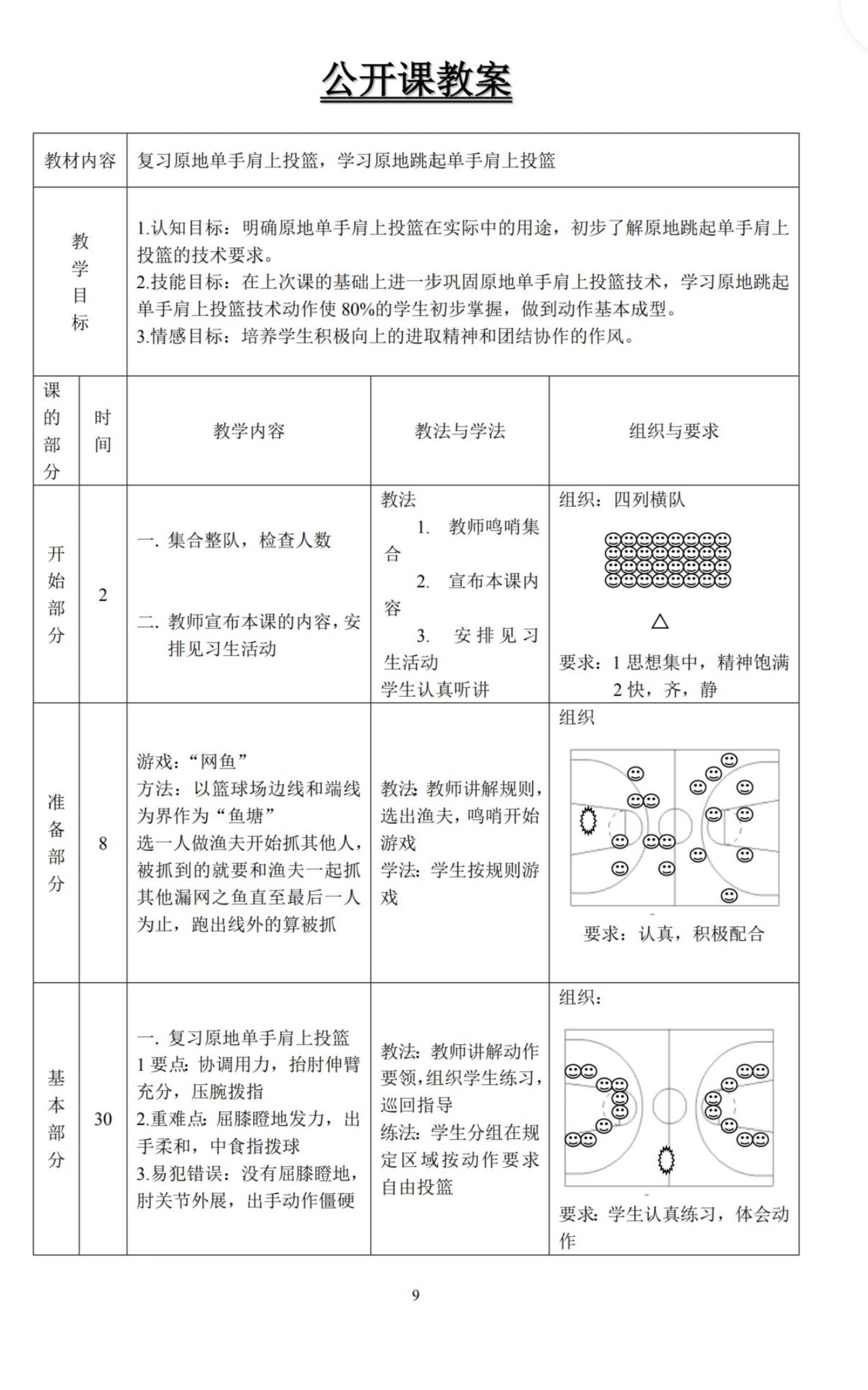 原地单手肩上投篮教案