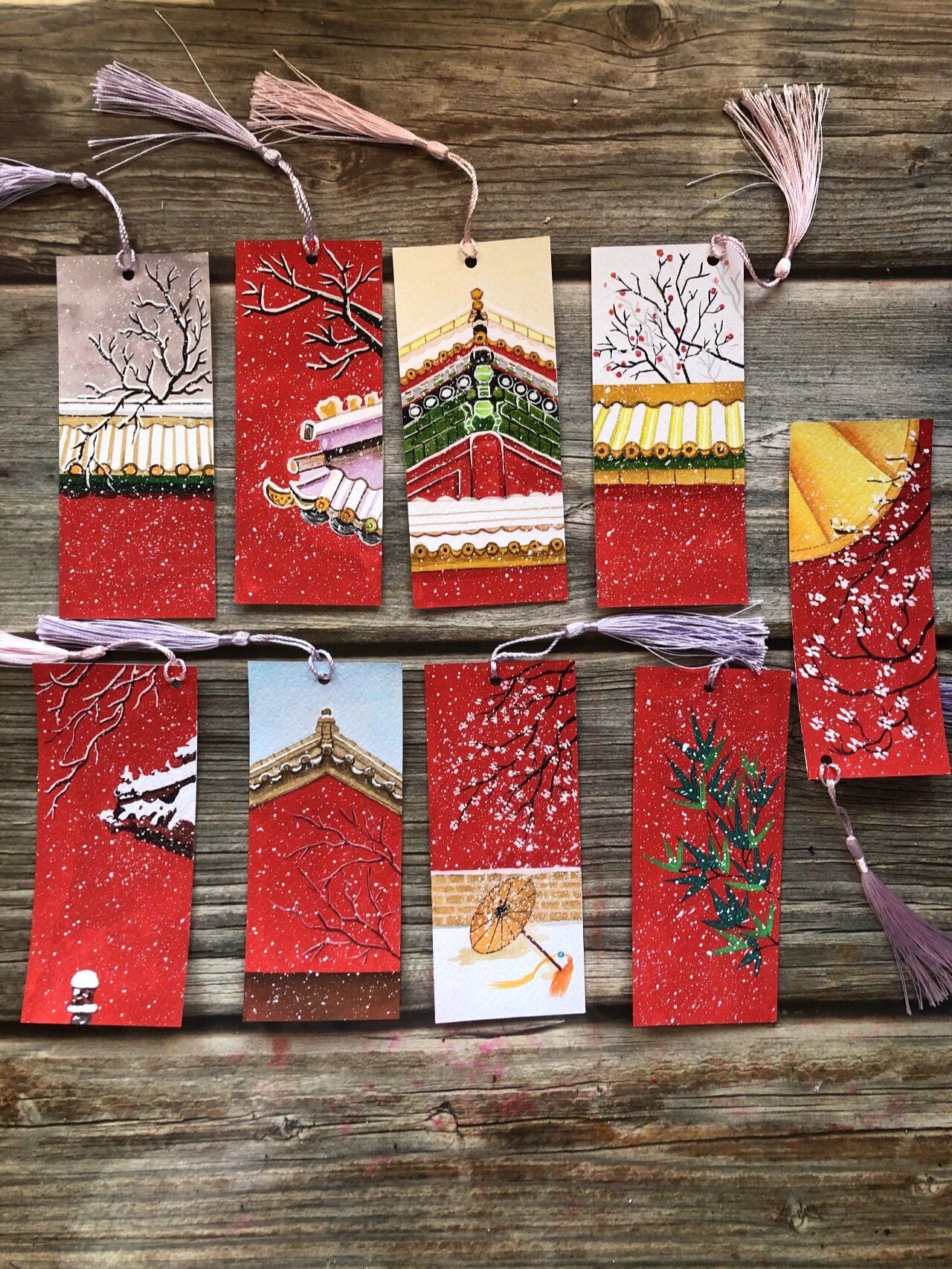 手绘故宫的雪 书签