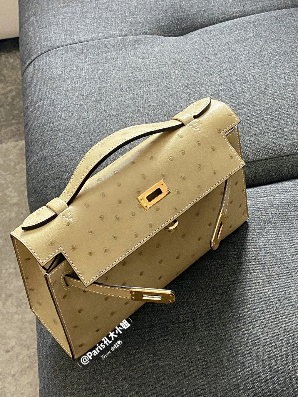 巴黎生活# #爱马仕# #kellypochette鸵鸟皮