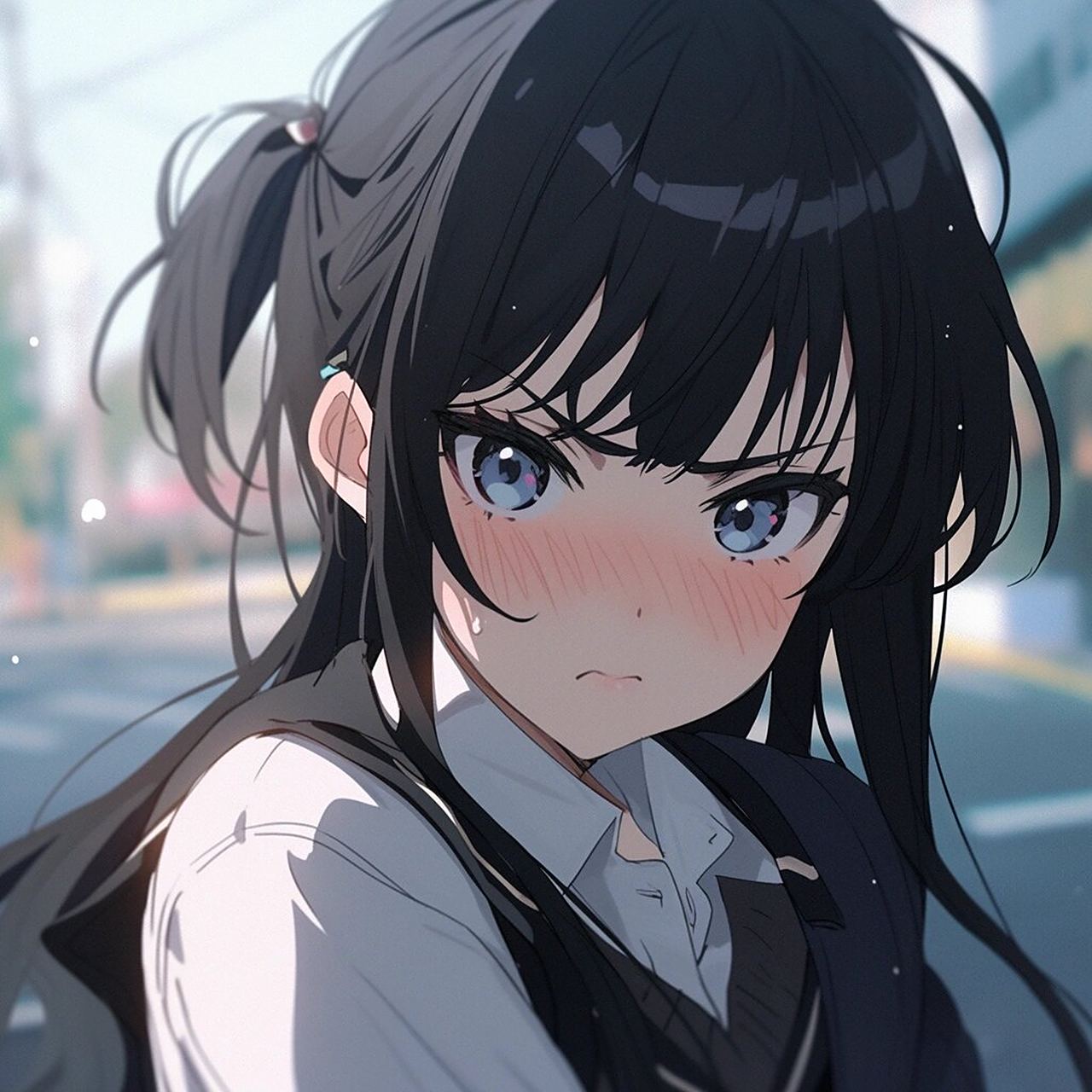 单马尾动漫女子高中生头像