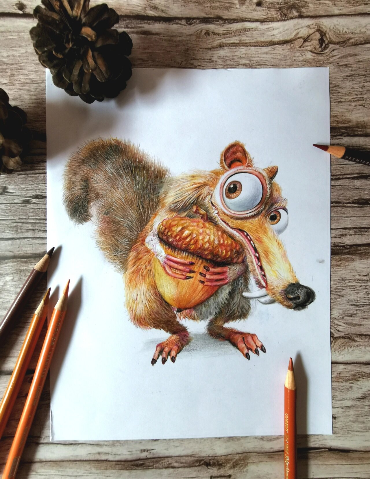 彩铅卡通松鼠(步骤图