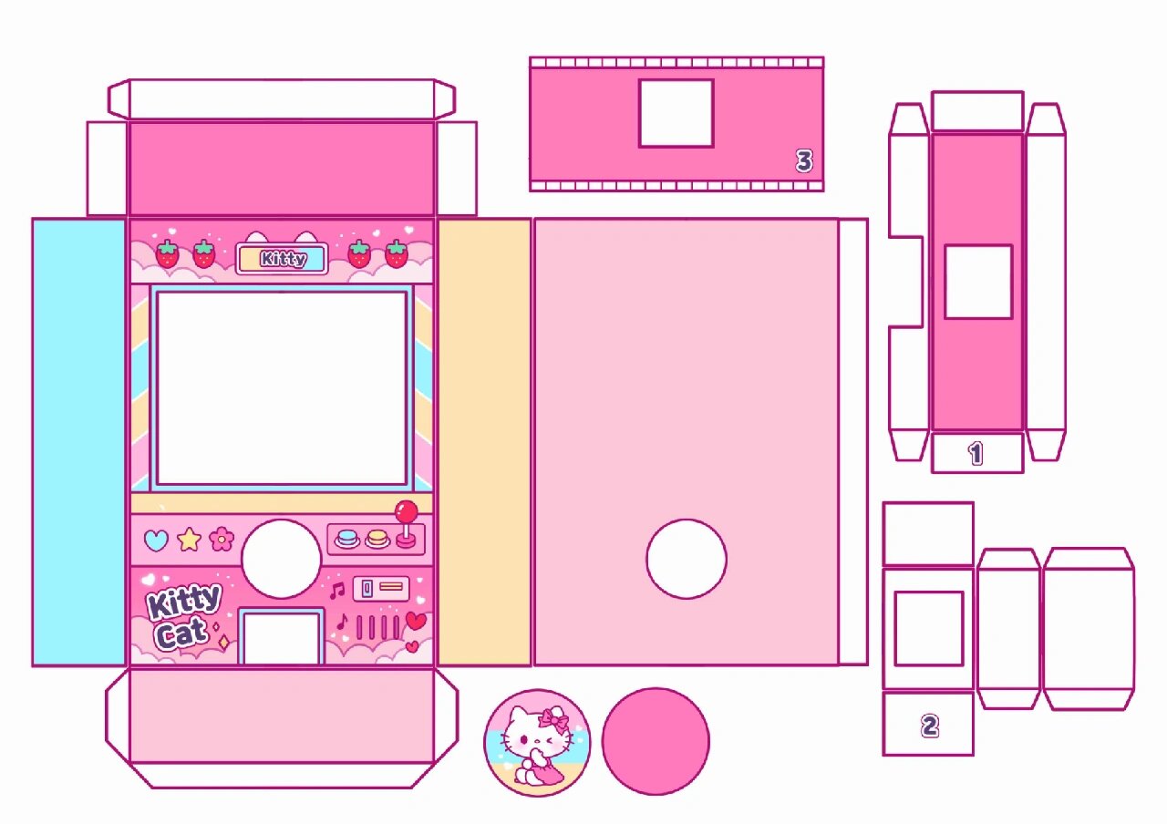 图纸素材:扭蛋机 纸片人