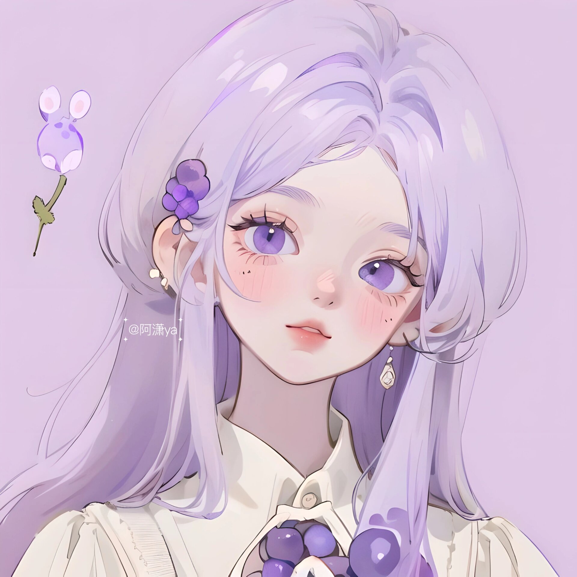 可爱女孩|少女头像|水果系列|葡萄紫99