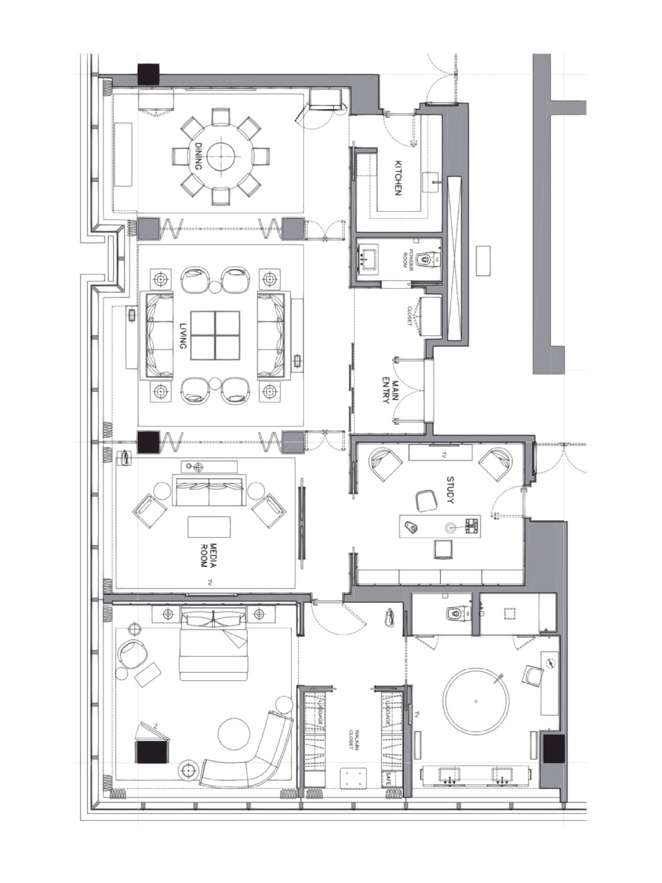 杭州柏悦酒店总统套房平面丨yabu