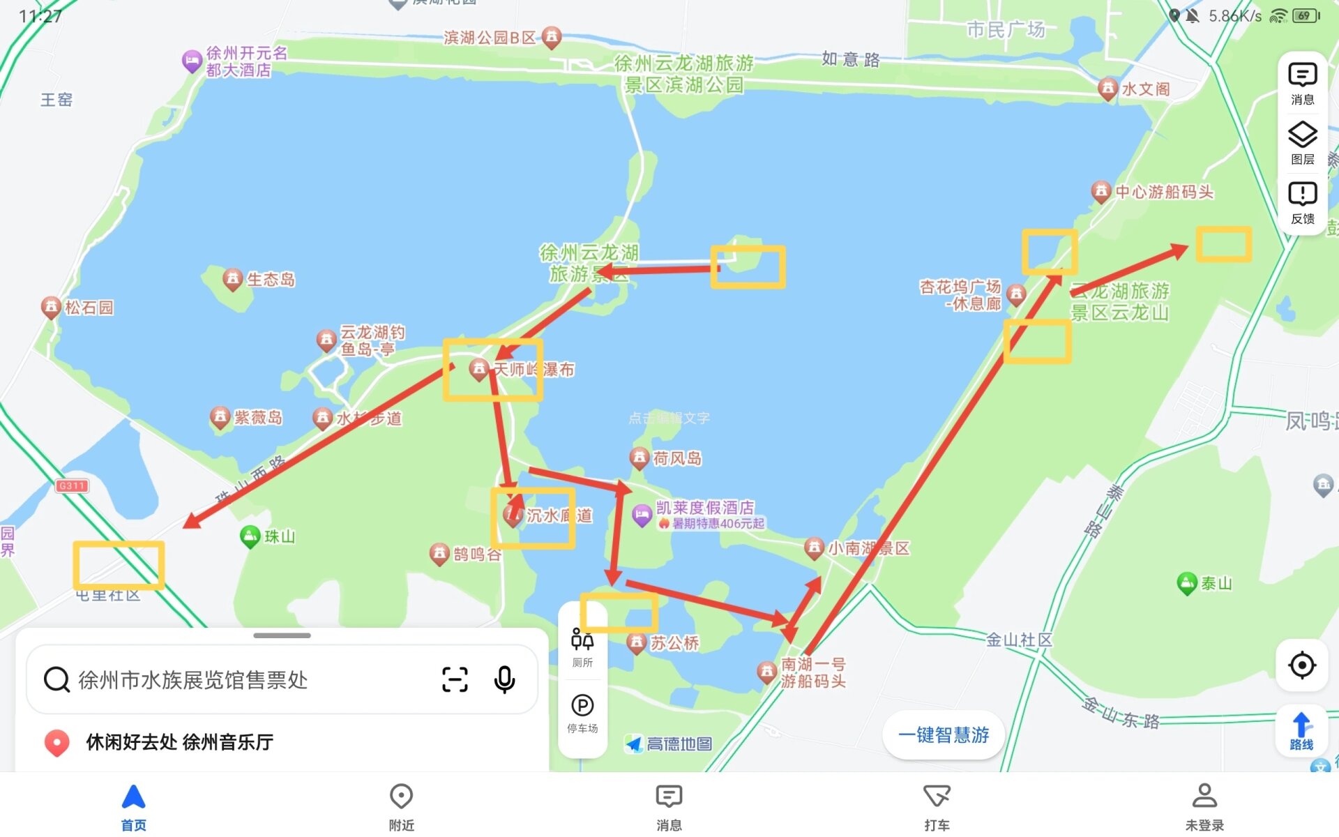 徐州云龙湖游览路线图图片