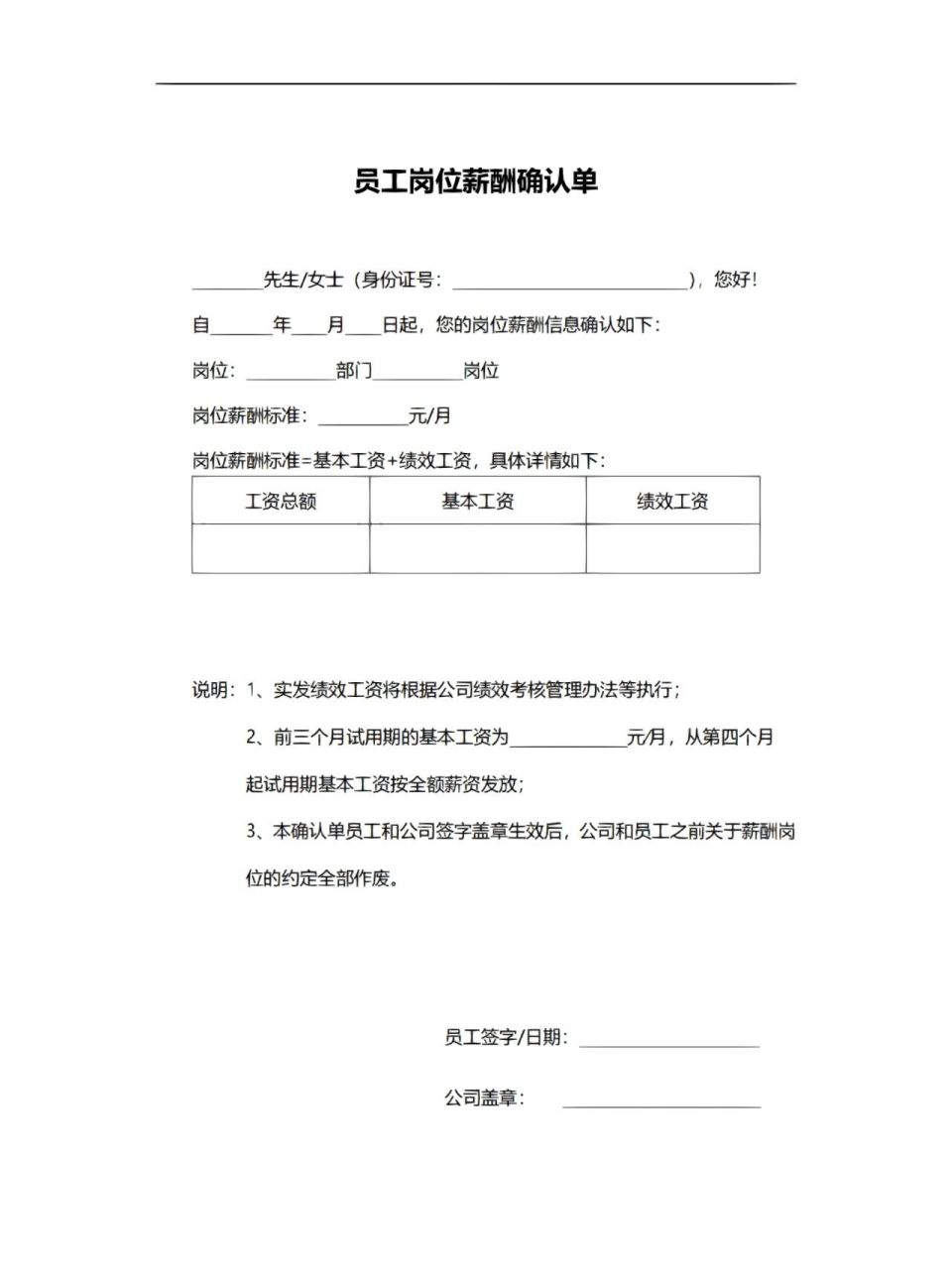 员工薪资确认单!