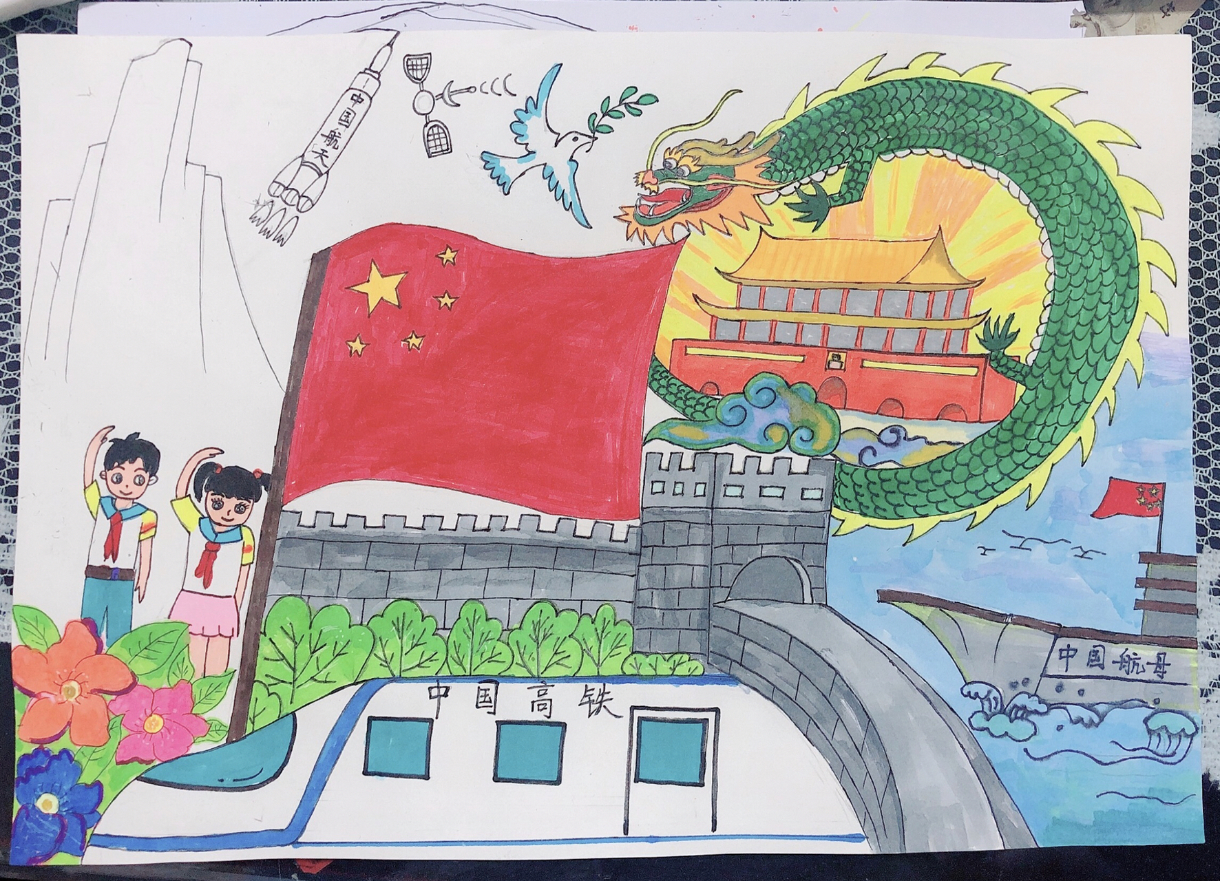 祝愿祖国妈妈更加繁荣昌盛,如今,我们就像一条巨龙,腾飞在世界的东方