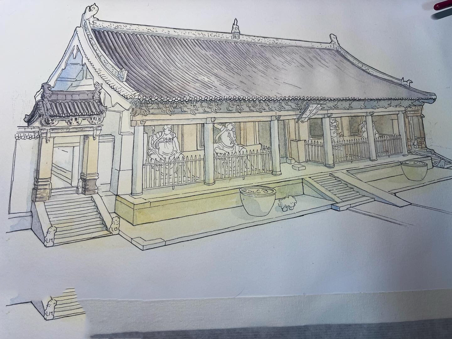 手绘双林寺天王殿