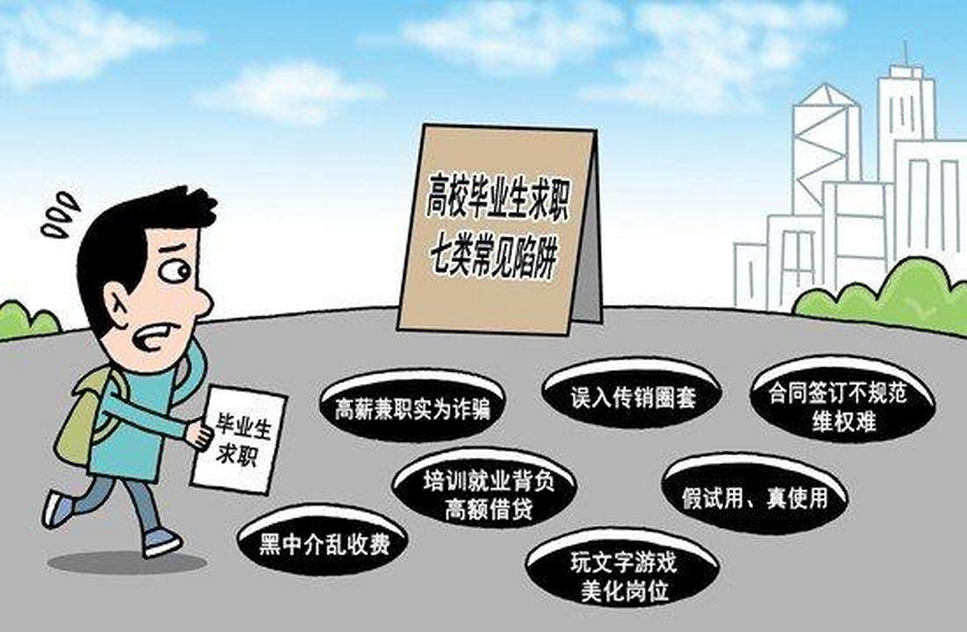 大学生就业服务【年轻人求职警惕落入黑中介陷阱】有调查显示,33.