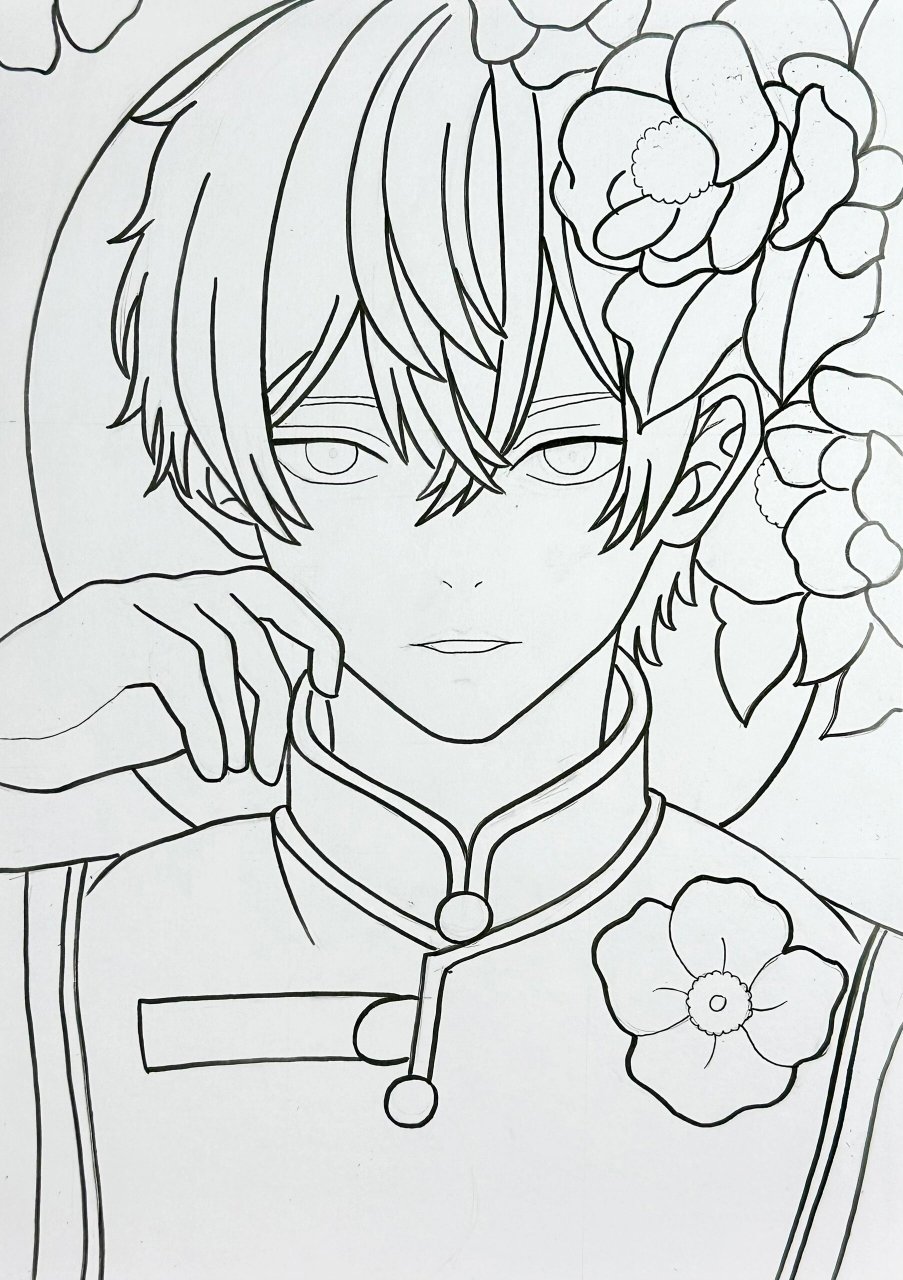 马克笔手绘动漫人物半身男