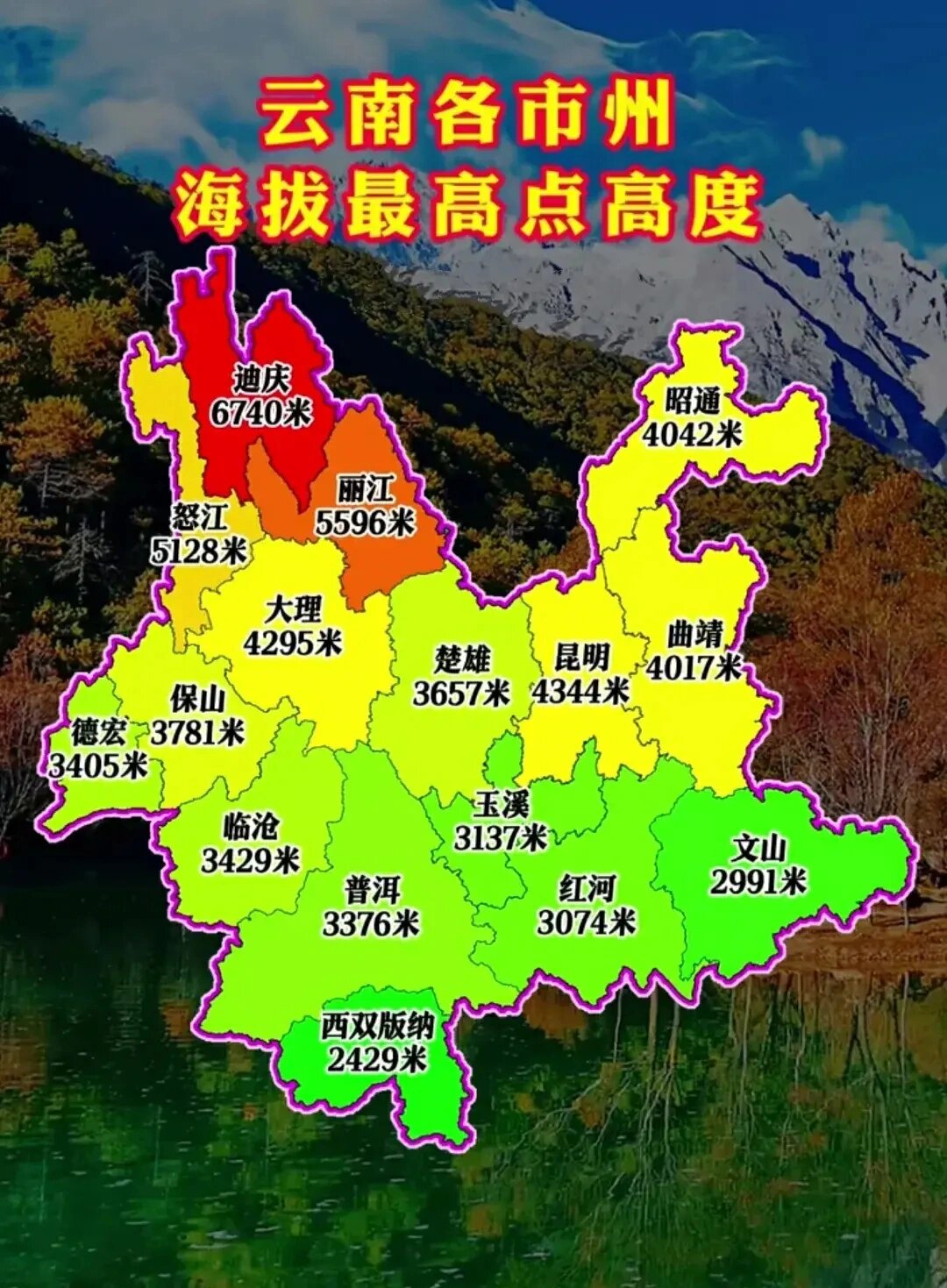 云南各地最高海拔