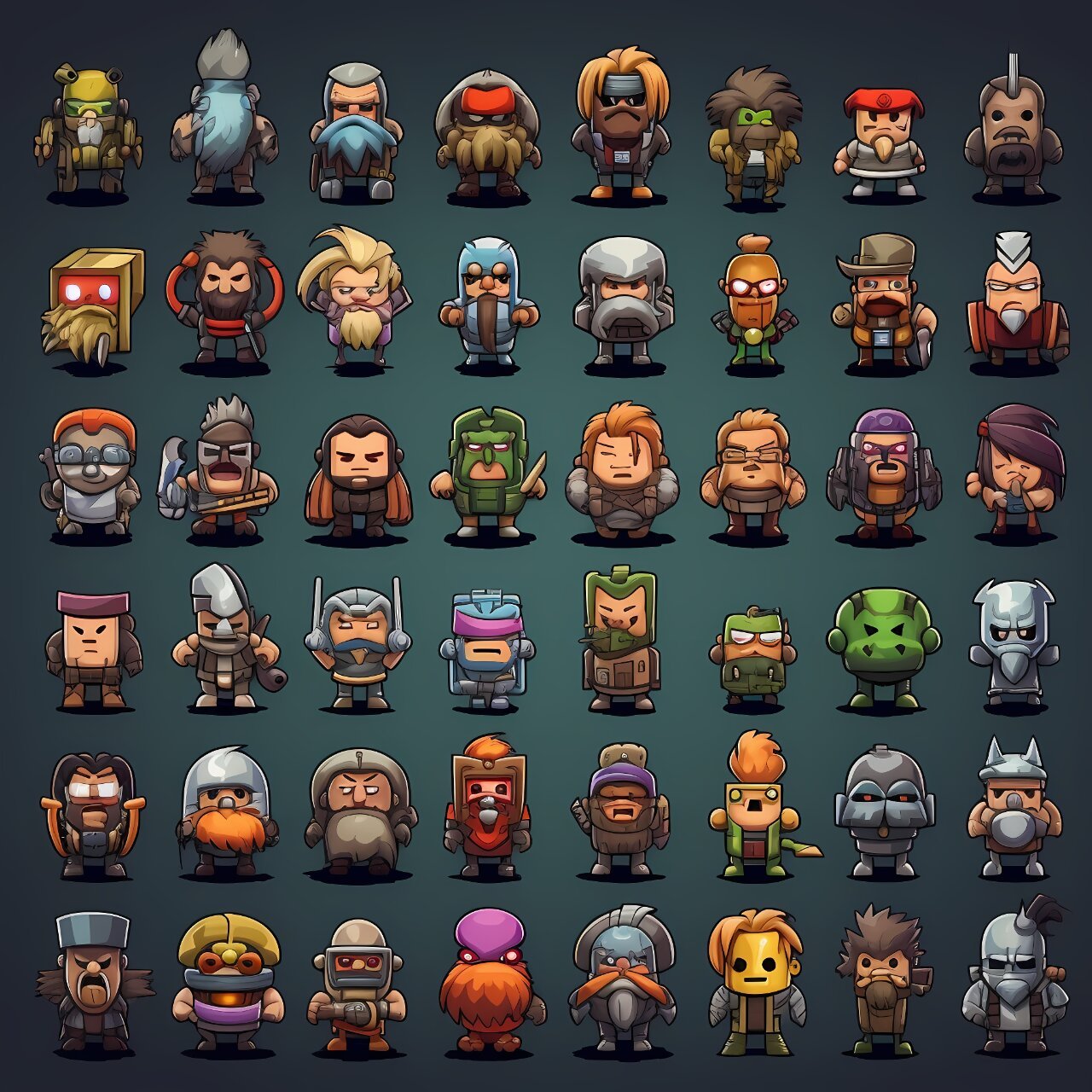 ai游戏: 2d游戏人物-人物设定 一组2d游戏人物设定,咒语分享:unique