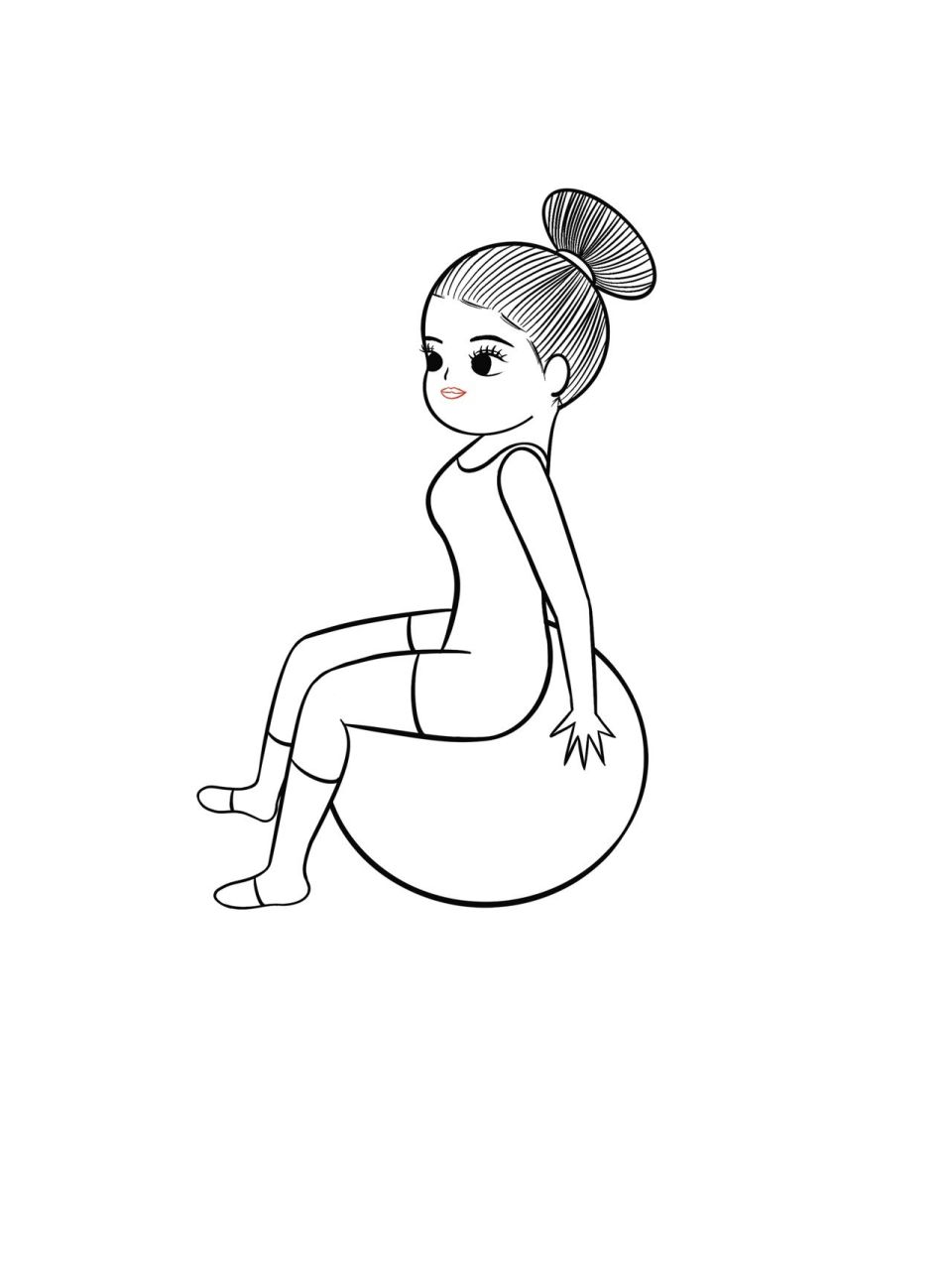 球瑜伽插画|瑜伽坐姿 尝试用这种肉肉的风格画了一张球瑜伽,的确很