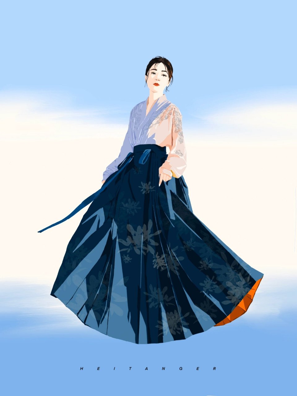 人物插画|徐娇马面裙 马面裙,又名"马面褶裙" 中国古代女子主要裙式之