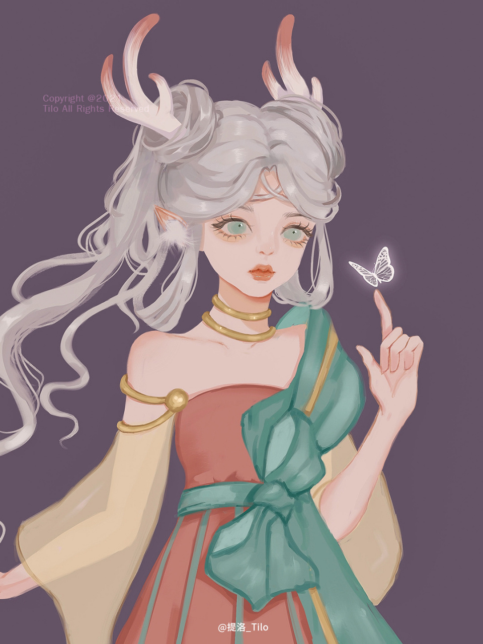 【王者荣耀系列插画】瑶瑶公主遇见神鹿 "是谁的小鹿呀" - 电绘工具