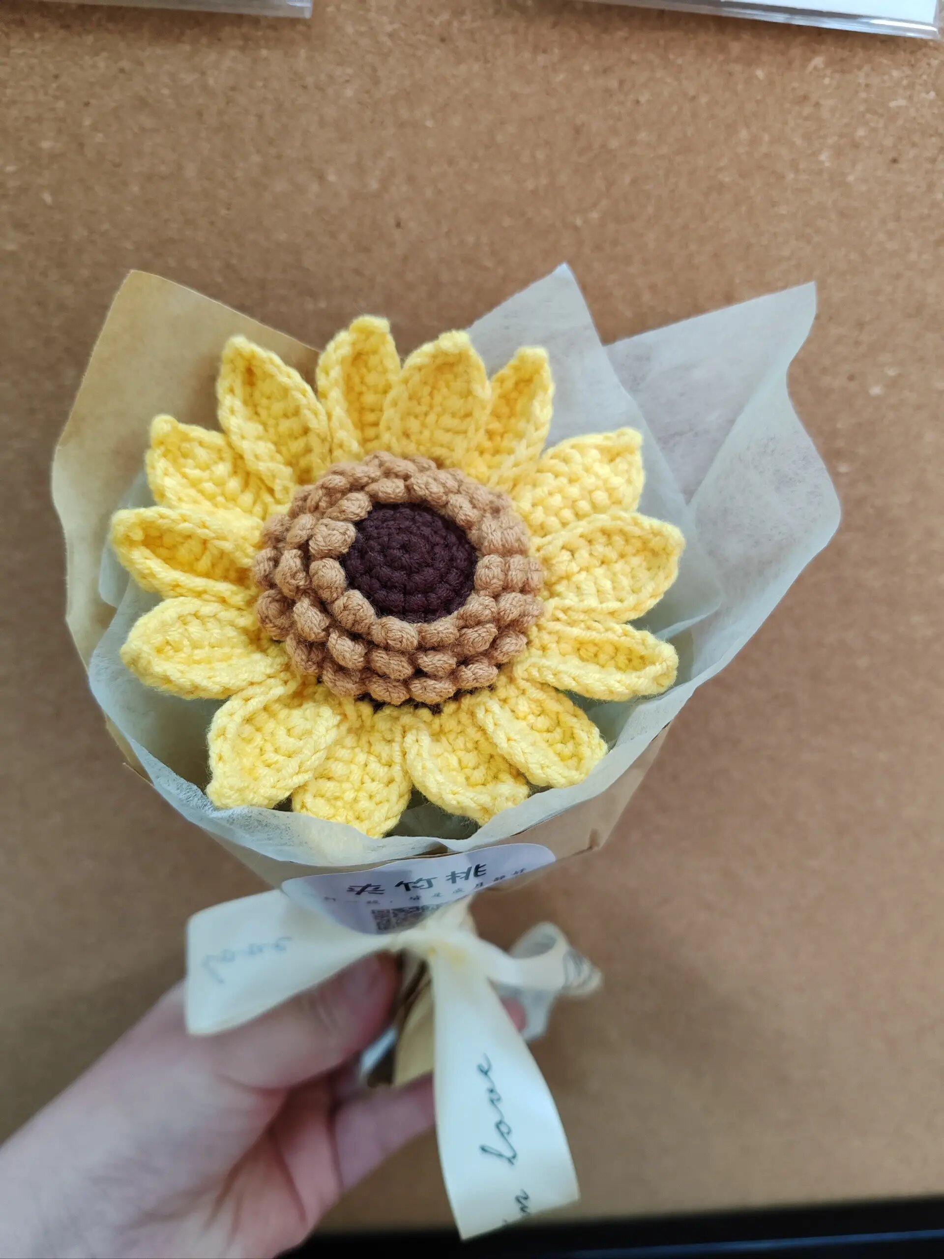 小向日葵(附图解) 花瓣加了铁丝,花瓣展开后总宽度10厘米
