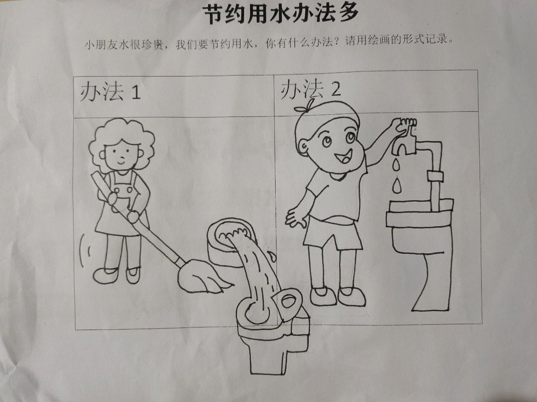 节约用水简笔画 节约用水画图表示!幼儿园大班作业!有需要的欢迎借图