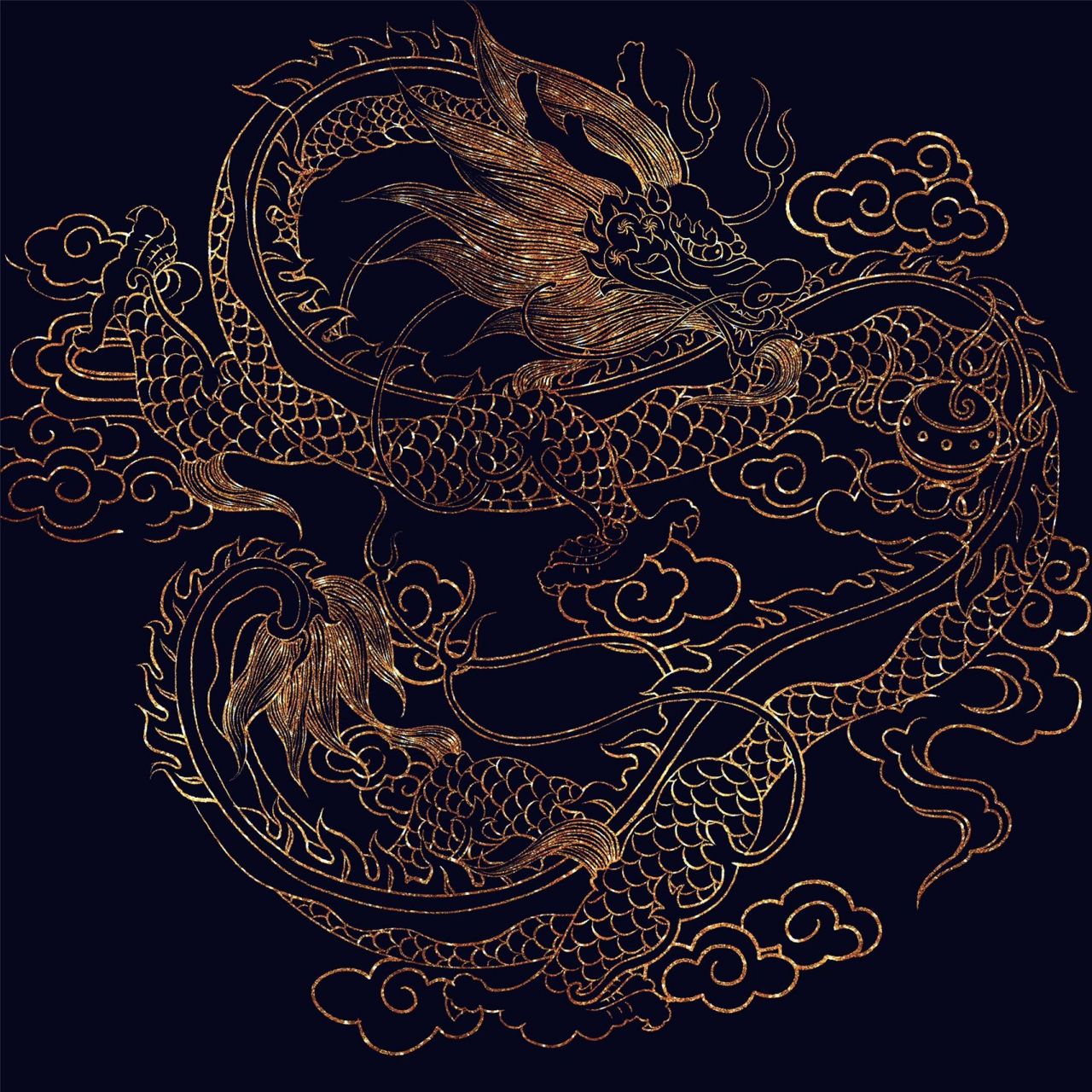 每日一画|龙的插画画法 附金箔纹理素材 今天练习了线条 用到的工具是