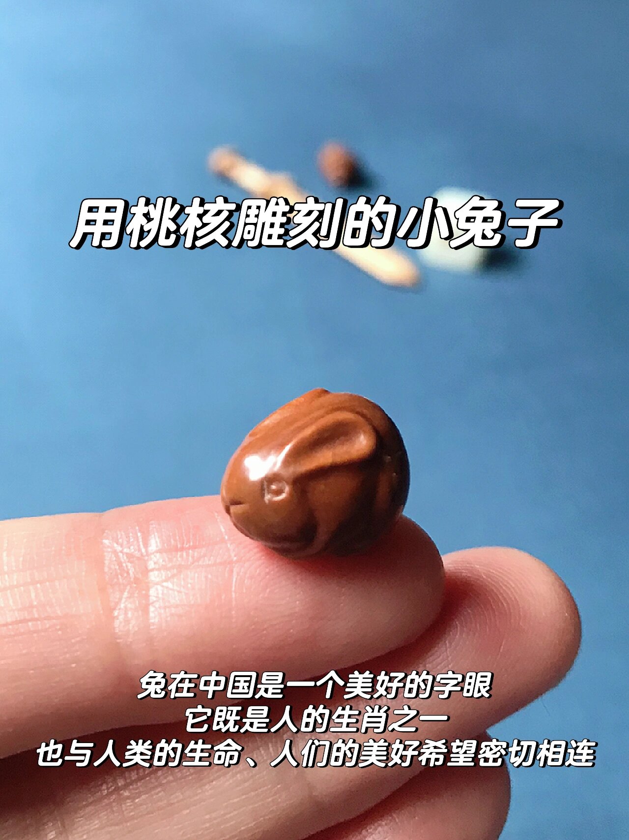 用桃核雕刻的小兔子,集各种美好于一身!