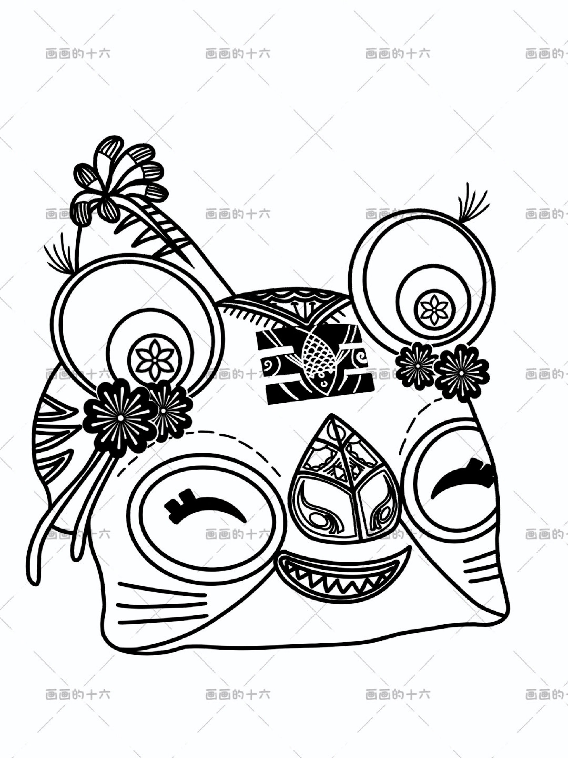 非遗素材—布老虎素材线稿分享