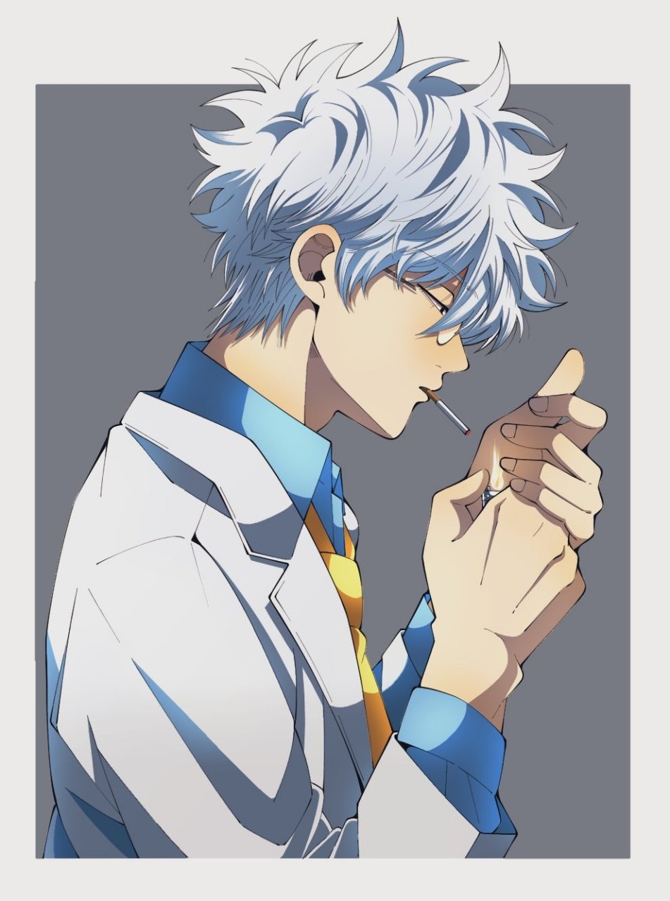 银魂# 抽烟姿势好帅.x:yubi_nui21#二次元新鲜事