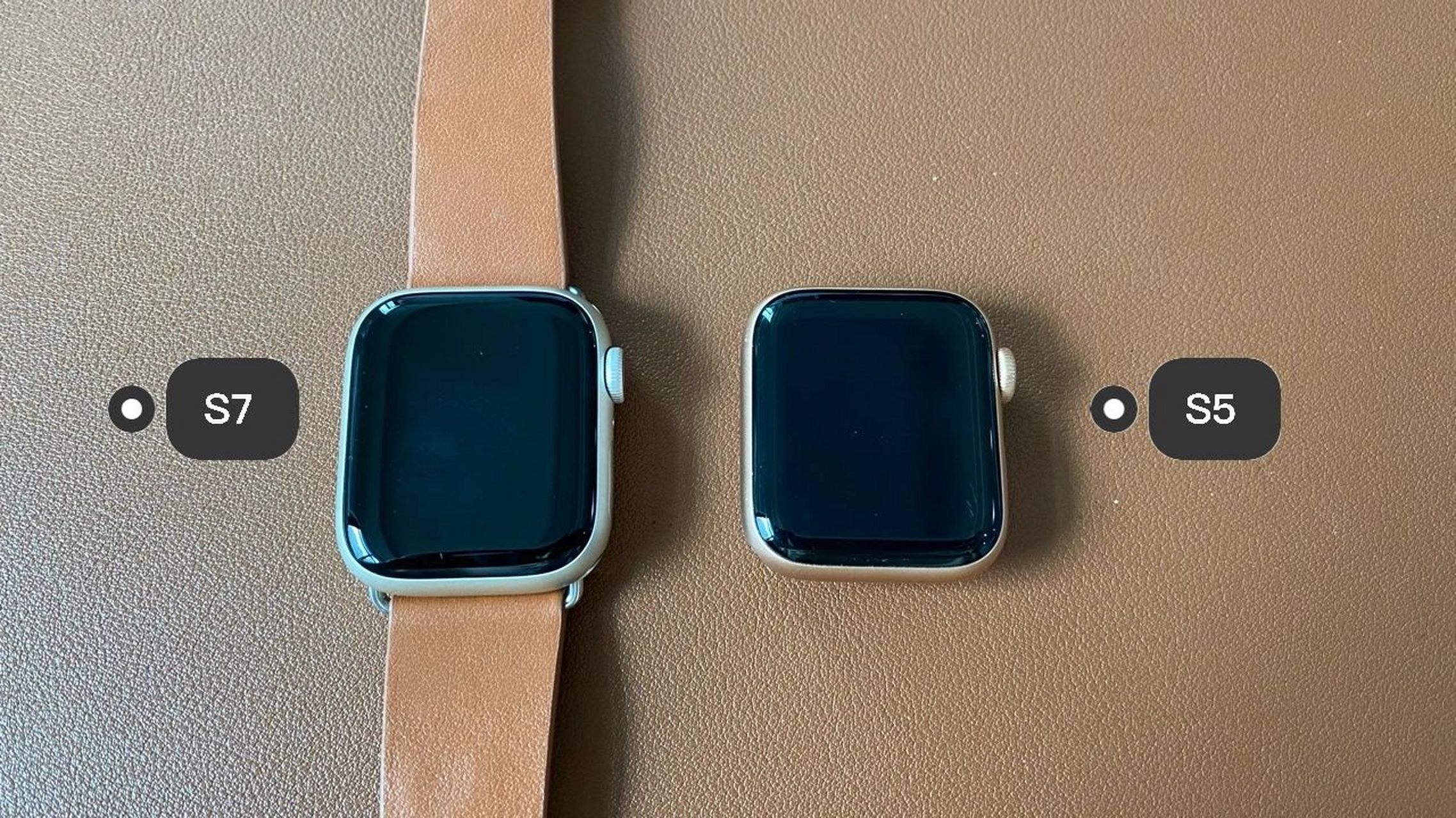 apple watch s7 41mm vs s5 40mm 对比 【apple watch 7 vs s5对比】