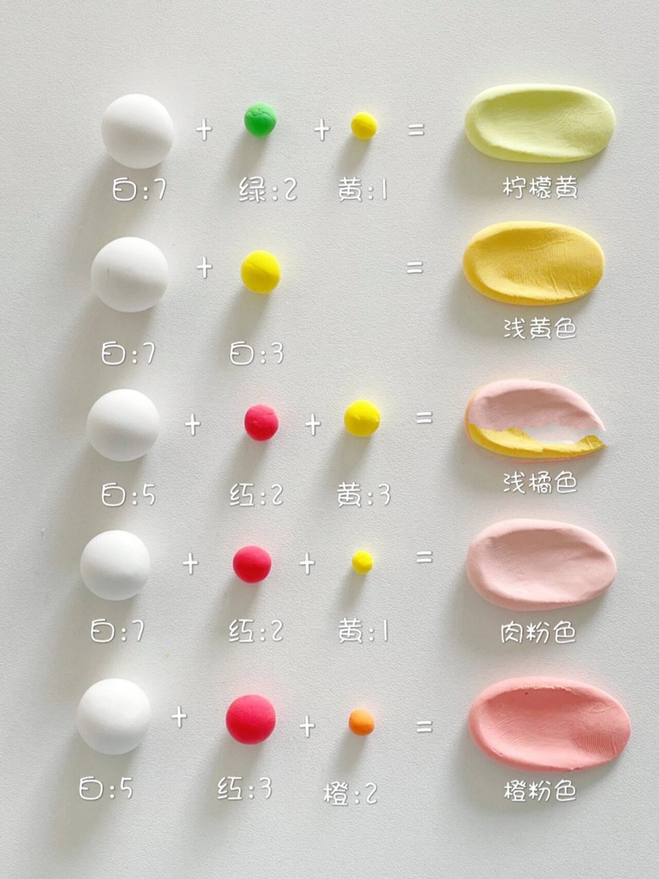 96超轻粘土调色～彩虹马卡龙色系大全!